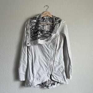 lululemon jacket womens 4 method wrap heathered ghost nesting bird sweater